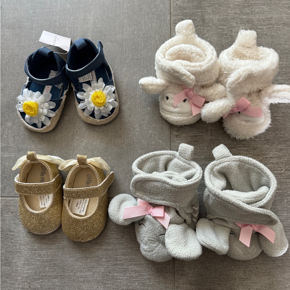 Lot of 4 pairs baby girl shoes NWT and gently worn Laura Ashley Target